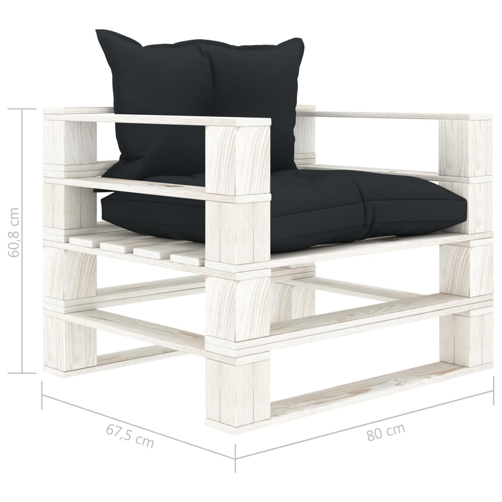 Poltrona da Giardino Pallet con Cuscini Antracite in Legno | homemem39