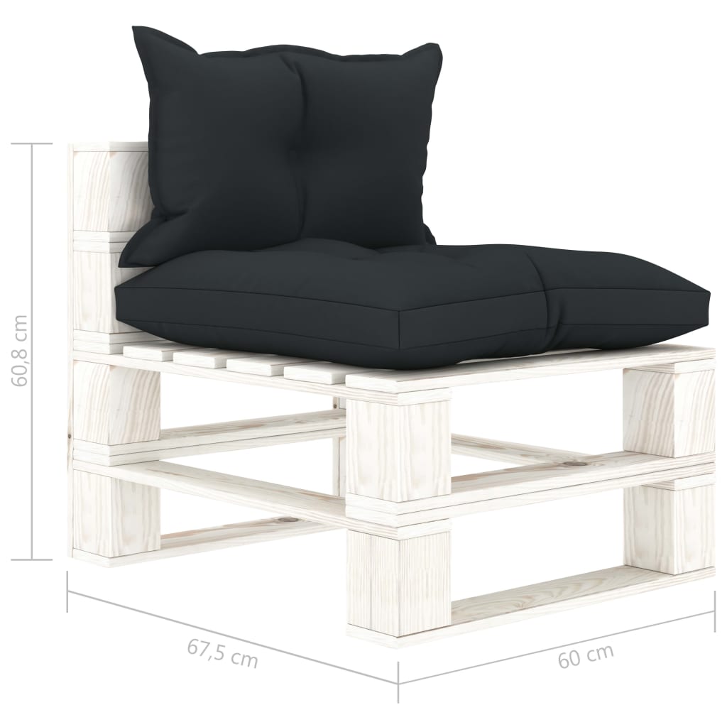 Poltrona Centrale da Giardino Pallet Cuscini Antracite in Legno | homemem39