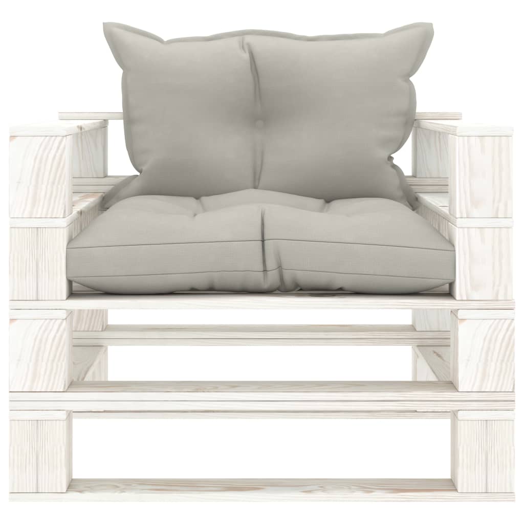 Poltrona da Giardino Pallet con Cuscini Tortora in Legno | homemem39