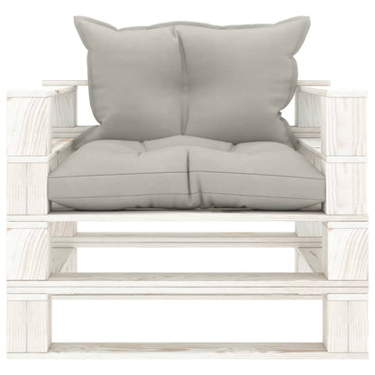 Poltrona da Giardino Pallet con Cuscini Tortora in Legno | homemem39
