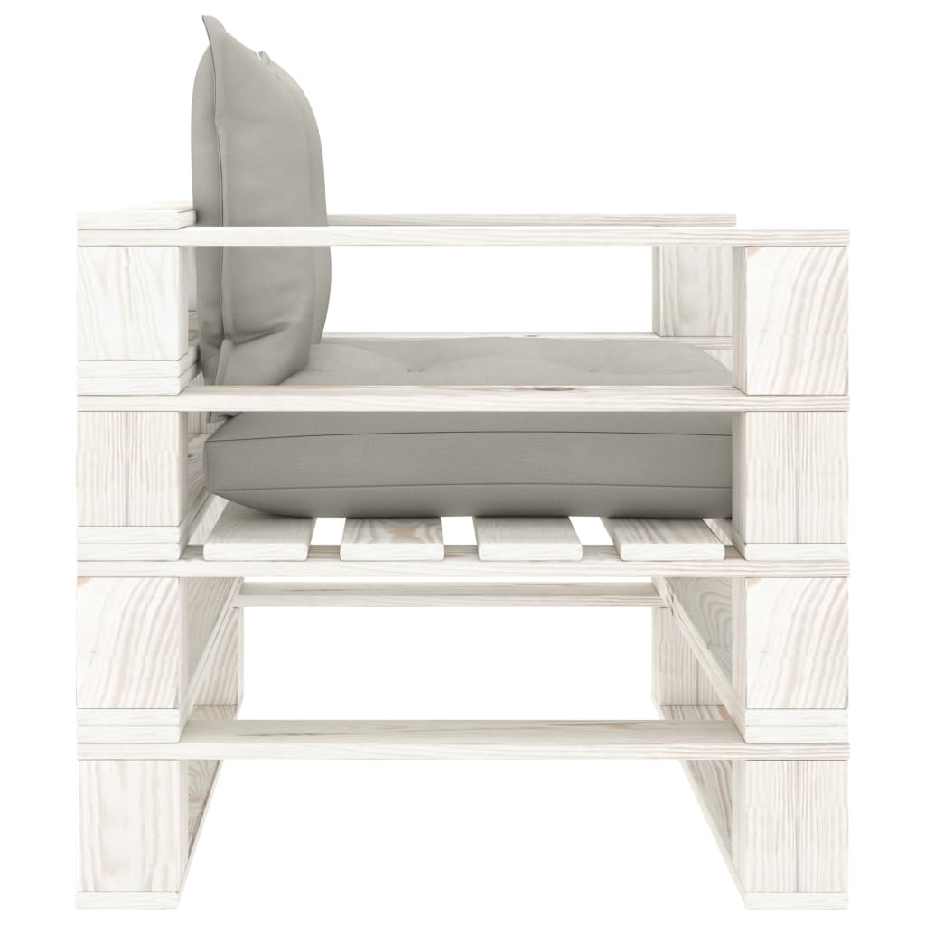 Poltrona da Giardino Pallet con Cuscini Tortora in Legno | homemem39