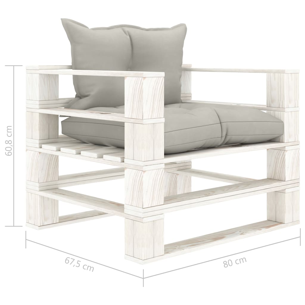 Poltrona da Giardino Pallet con Cuscini Tortora in Legno | homemem39