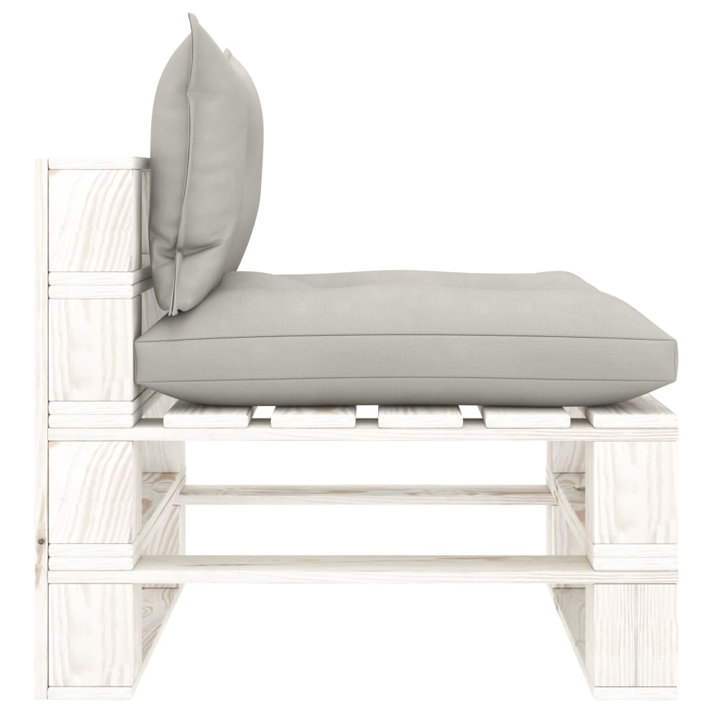 Poltrona Centrale da Giardino Pallet con Cuscini Tortora Legno | homemem39