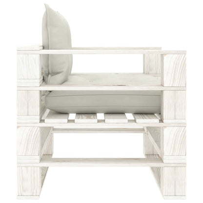 Poltrona da Giardino Pallet con Cuscini Beige in Legno | homemem39