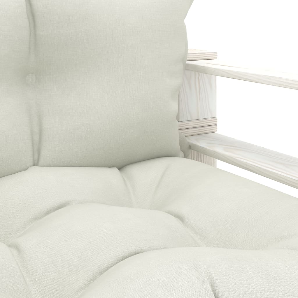 Poltrona da Giardino Pallet con Cuscini Beige in Legno | homemem39