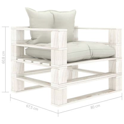 Poltrona da Giardino Pallet con Cuscini Beige in Legno | homemem39