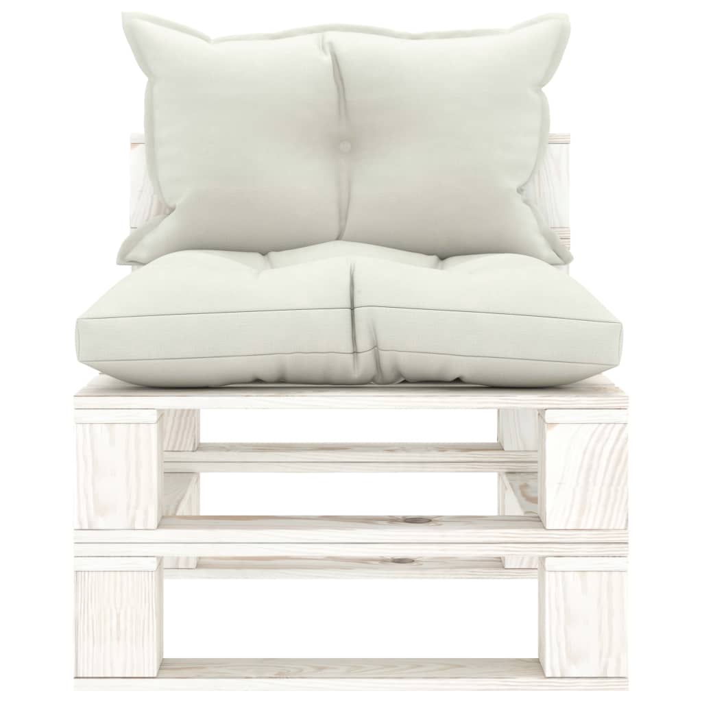 Poltrona Centrale da Giardino Pallet con Cuscini Beige in Legno | homemem39