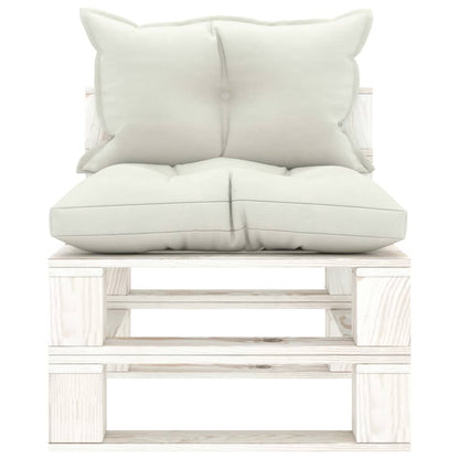 Poltrona Centrale da Giardino Pallet con Cuscini Beige in Legno | homemem39