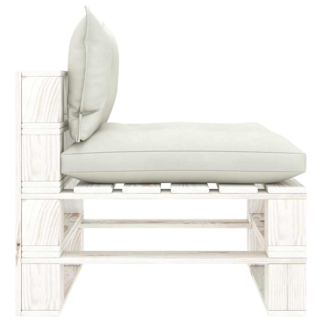 Poltrona Centrale da Giardino Pallet con Cuscini Beige in Legno | homemem39