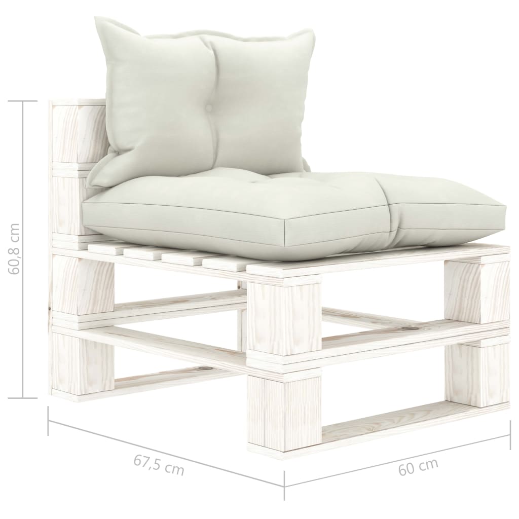 Poltrona Centrale da Giardino Pallet con Cuscini Beige in Legno | homemem39
