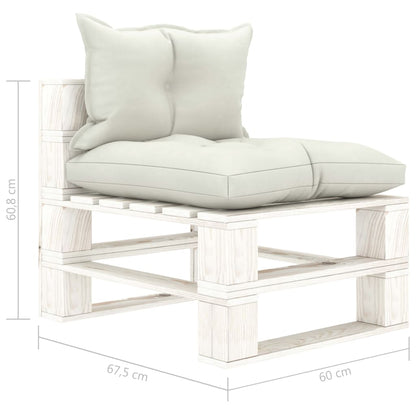 Poltrona Centrale da Giardino Pallet con Cuscini Beige in Legno | homemem39