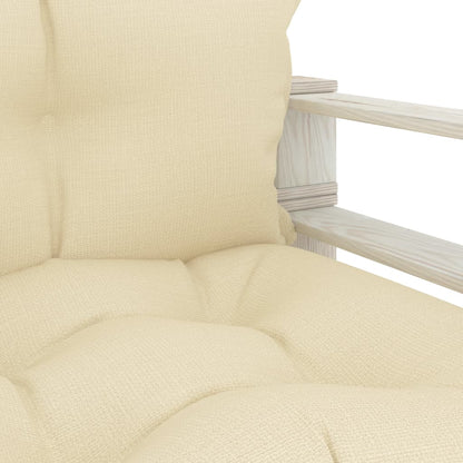 Poltrona da Giardino Pallet con Cuscini Crema in Legno | homemem39