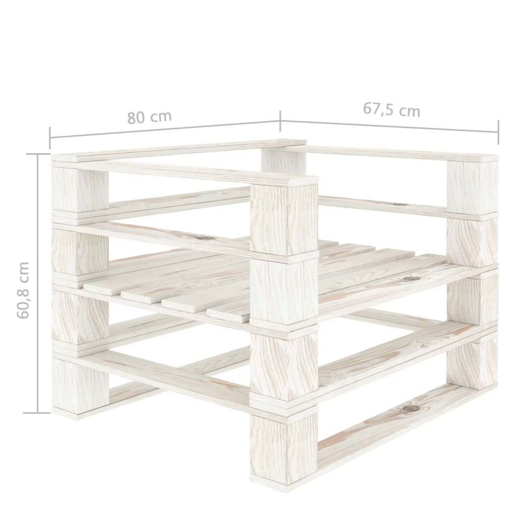 Poltrona da Giardino Pallet con Cuscini Crema in Legno | homemem39
