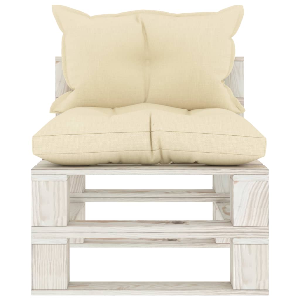 Divano Centrale da Giardino Pallet con Cuscini Crema in Legno | homemem39
