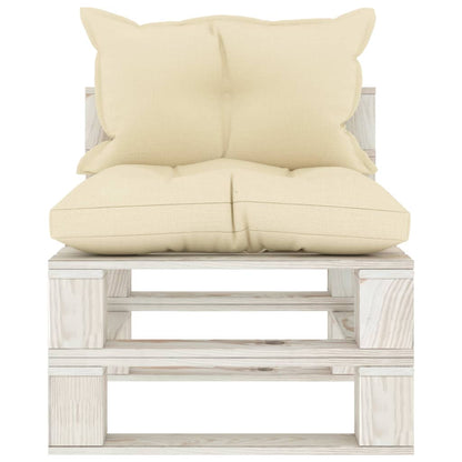 Divano Centrale da Giardino Pallet con Cuscini Crema in Legno | homemem39