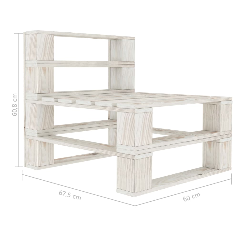 Divano Centrale da Giardino Pallet con Cuscini Crema in Legno | homemem39