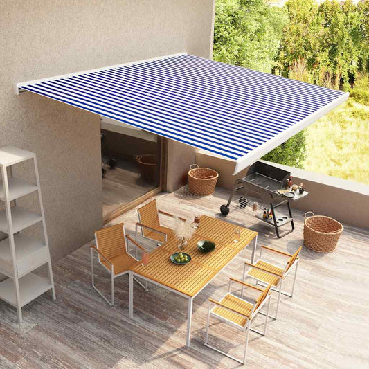 Tenda a Cassonetto Motorizzata 400x300 cm Blu e Bianco - homemem39