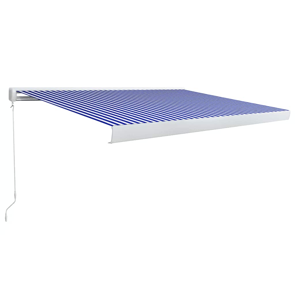 Tenda a Cassonetto Manuale 350x250 cm Blu e Bianca - homemem39