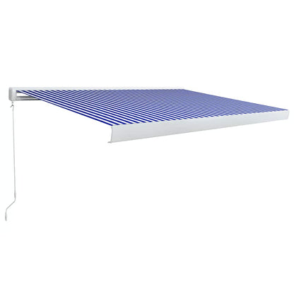 Tenda a Cassonetto Manuale 350x250 cm Blu e Bianca - homemem39