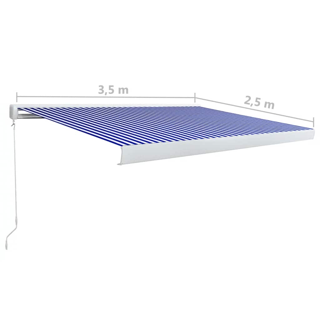 Tenda a Cassonetto Manuale 350x250 cm Blu e Bianca - homemem39