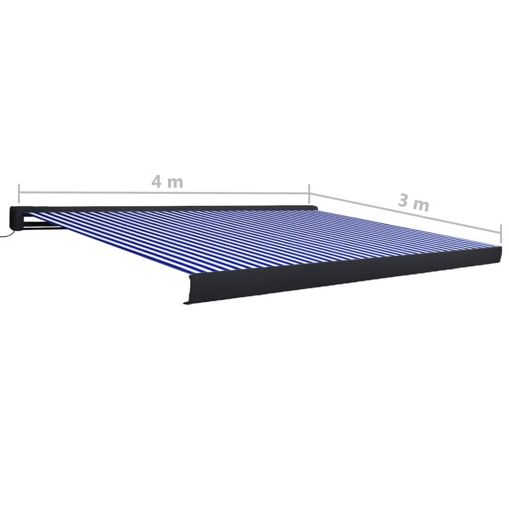 Tenda a Cassonetto Motorizzata 400x300 cm Blu e Bianco - homemem39