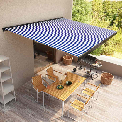 Tenda a Cassonetto Motorizzata 400x300 cm Blu e Bianco