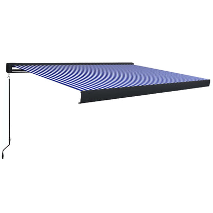 Tenda a Cassonetto Manuale 350x250 cm Blu e Bianca - homemem39