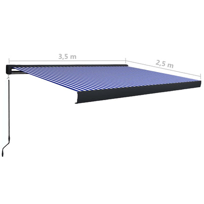 Tenda a Cassonetto Manuale 350x250 cm Blu e Bianca - homemem39