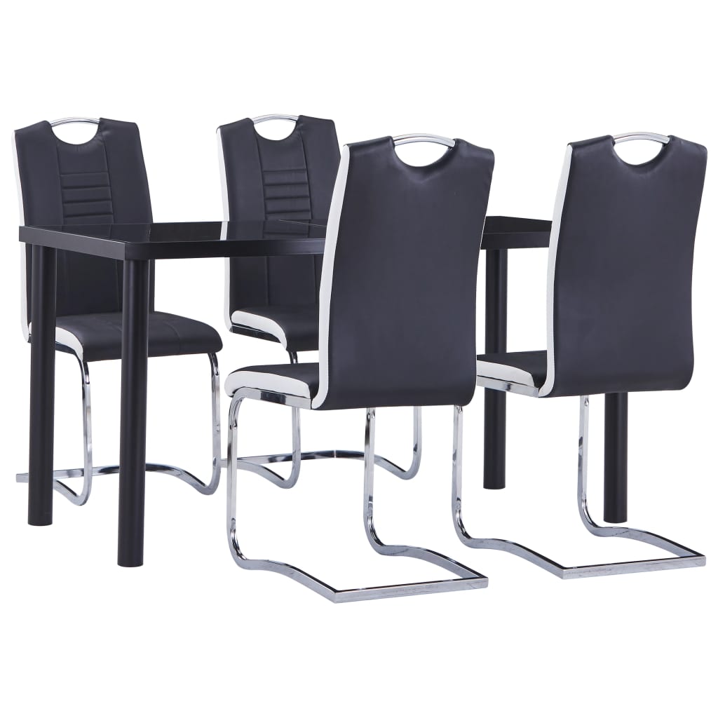 Set Sala da Pranzo 5 pz in Similpelle Nero