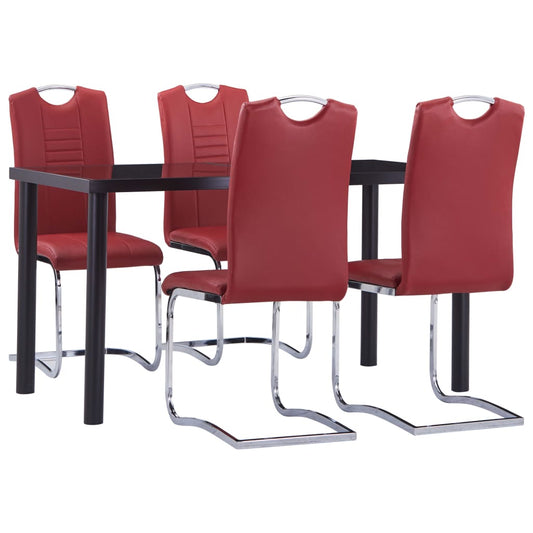 Set Sala da Pranzo 5 pz in Similpelle Rosso