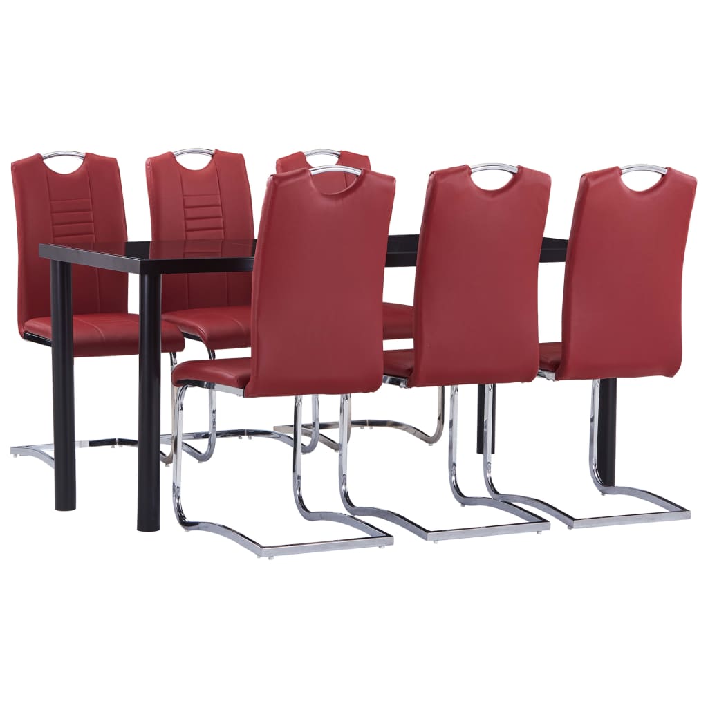 Set Sala da Pranzo 7 pz in Similpelle Rosso