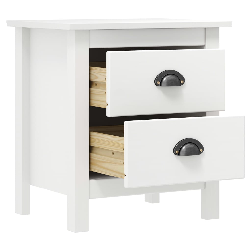 Comodino Hill Bianco 46x35x49,5 cm Legno Massello di Pino | homemem39