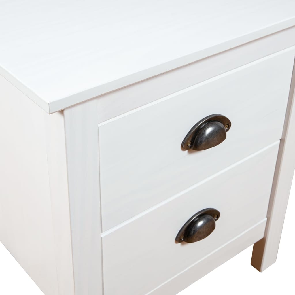 Comodino Hill Bianco 46x35x49,5 cm Legno Massello di Pino | homemem39