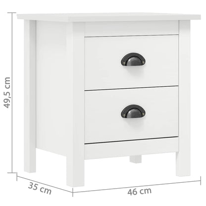 Comodino Hill Bianco 46x35x49,5 cm Legno Massello di Pino