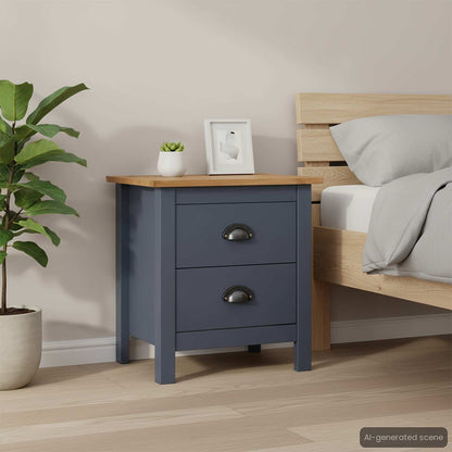 Comodino Hill Grigio 46x35x49,5 cm Legno Massello di Pino