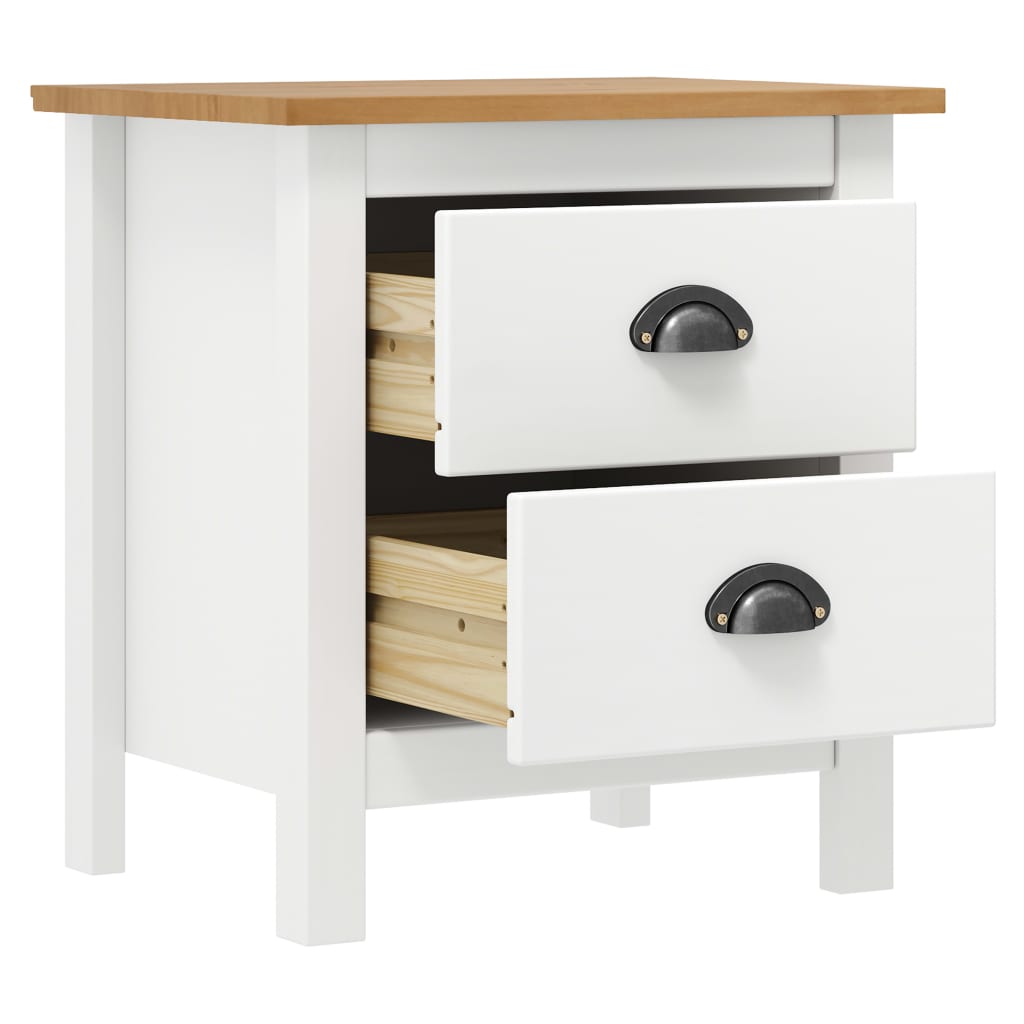 Comodino Hill Bianco 46x35x49,5 cm Legno Massello di Pino | homemem39