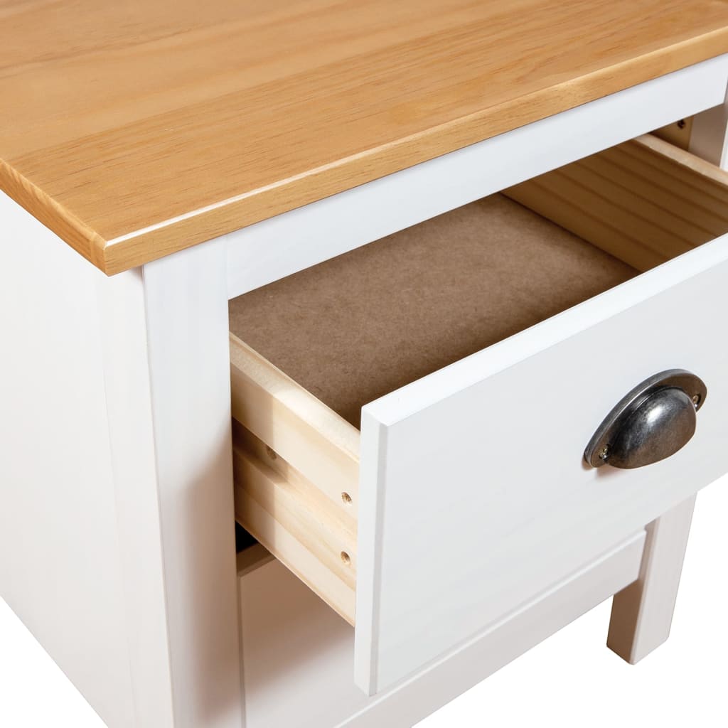 Comodino Hill Bianco 46x35x49,5 cm Legno Massello di Pino | homemem39