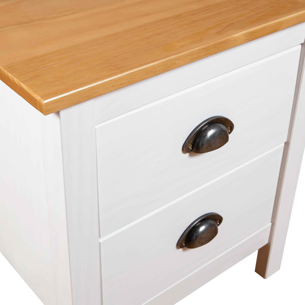 Comodino Hill Bianco 46x35x49,5 cm Legno Massello di Pino | homemem39