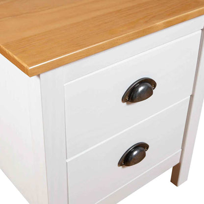 Comodino Hill Bianco 46x35x49,5 cm Legno Massello di Pino