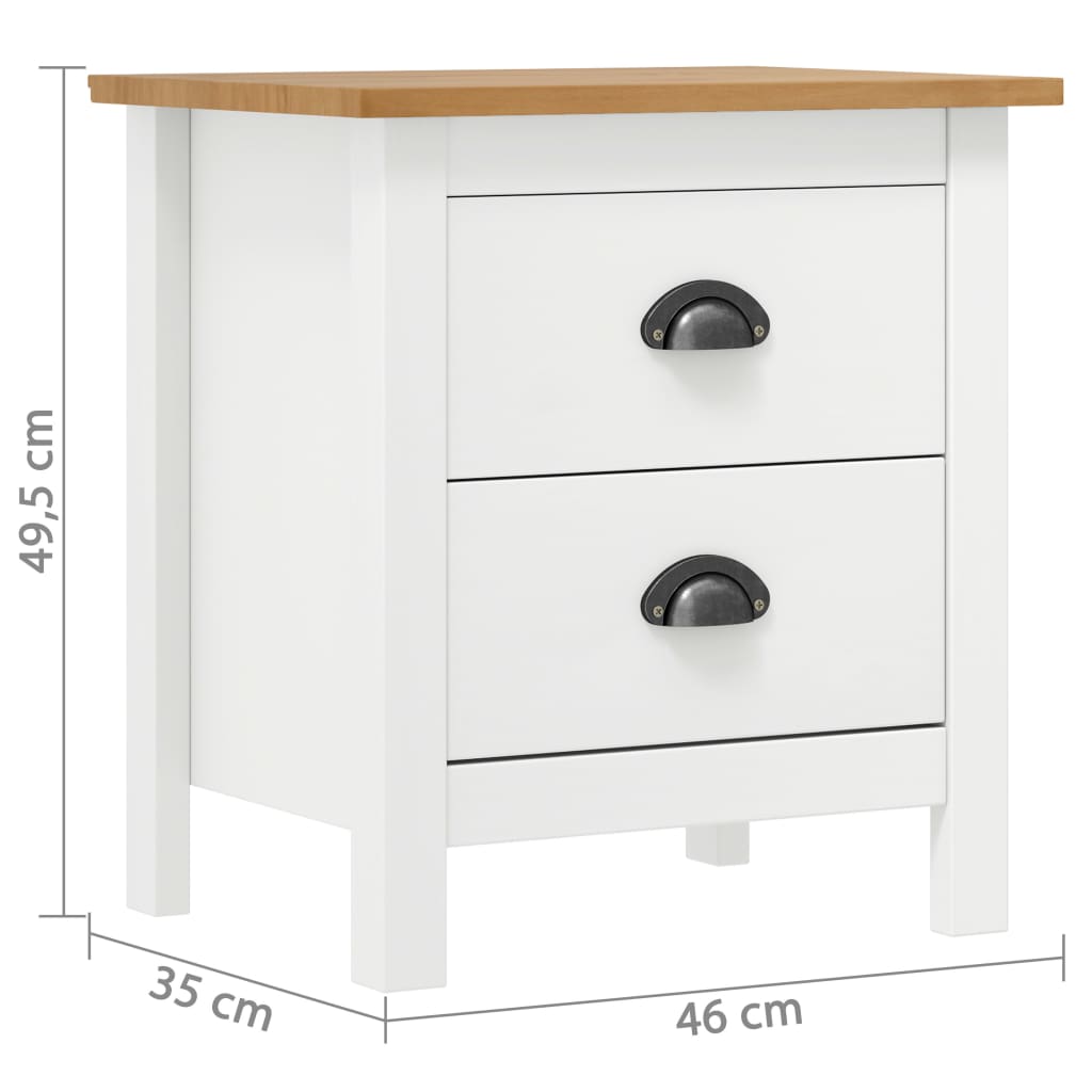 Comodino Hill Bianco 46x35x49,5 cm Legno Massello di Pino - homemem39