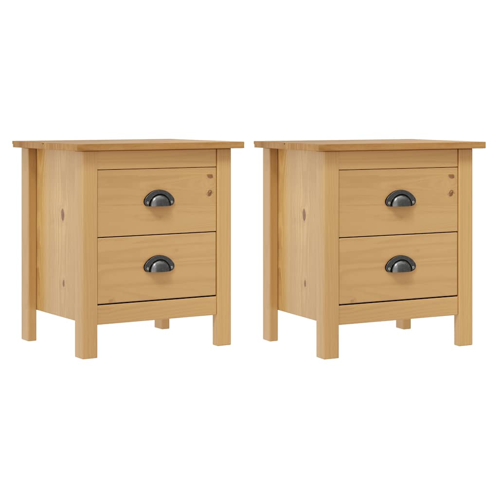 Comodini Hill Grigi 2 pz 46x35x49,5 cm Legno Massello di Pino
