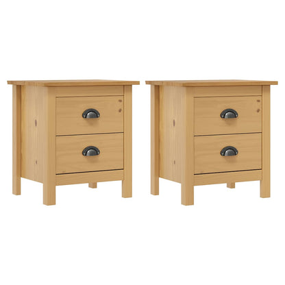 Comodini Hill Grigi 2 pz 46x35x49,5 cm Legno Massello di Pino