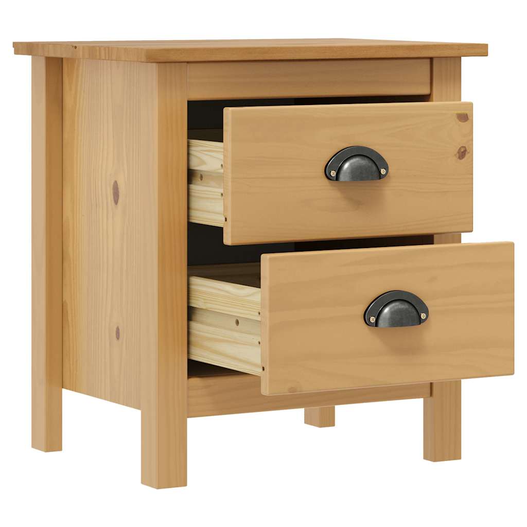 Comodini Hill Grigi 2 pz 46x35x49,5 cm Legno Massello di Pino