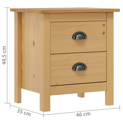 Comodini Hill Grigi 2 pz 46x35x49,5 cm Legno Massello di Pino