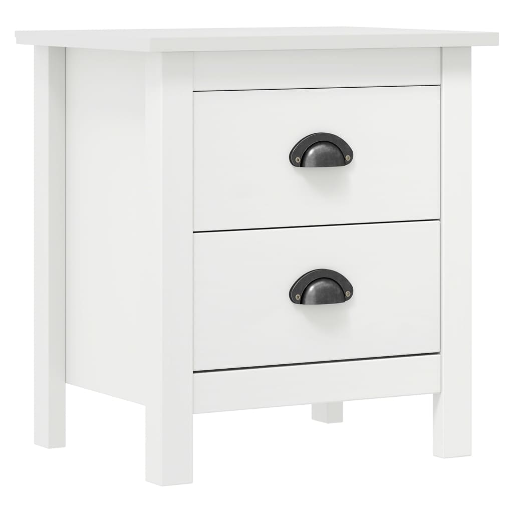 Comodini Hill Bianchi 2 pz 46x35x49,5 cm Legno Massello di Pino | homemem39