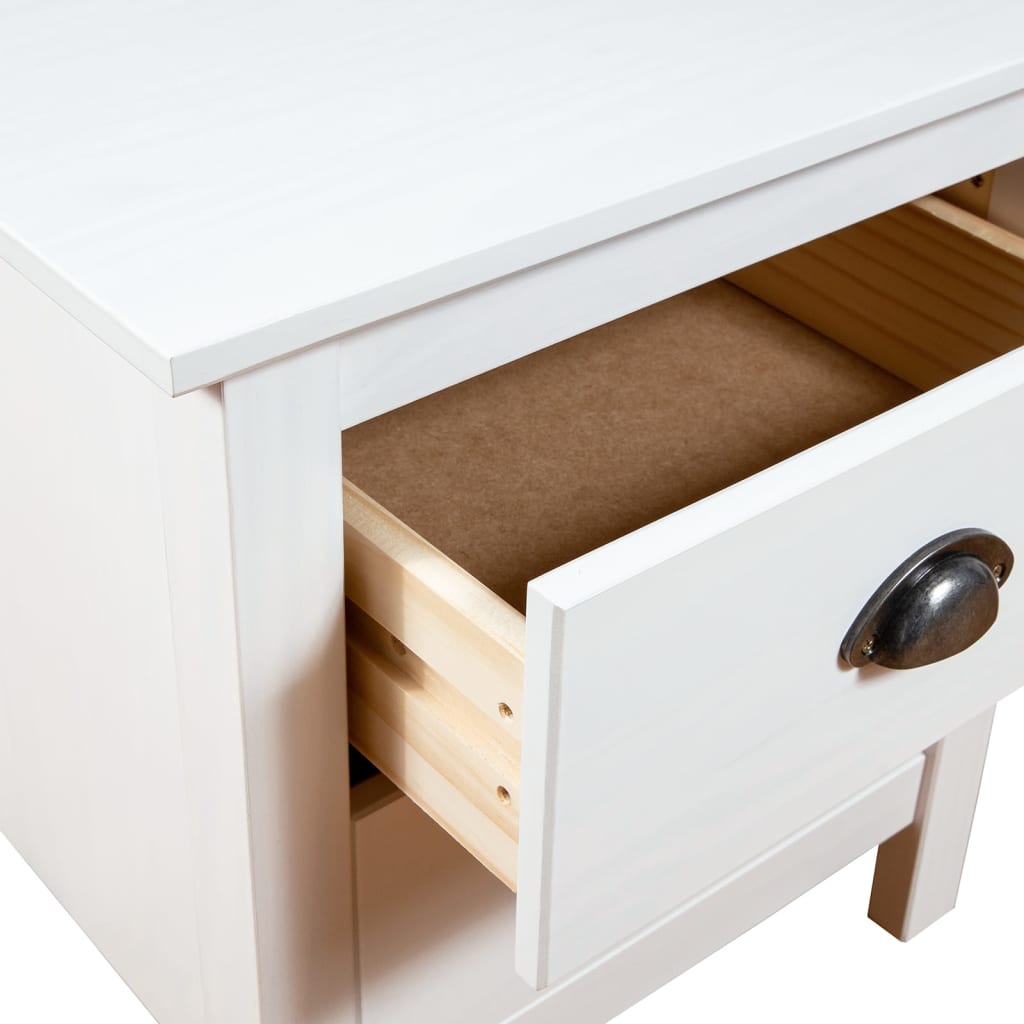 Comodini Hill Bianchi 2 pz 46x35x49,5 cm Legno Massello di Pino | homemem39