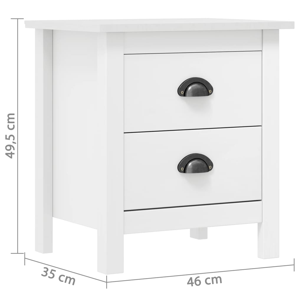 Comodini Hill Bianchi 2 pz 46x35x49,5 cm Legno Massello di Pino | homemem39