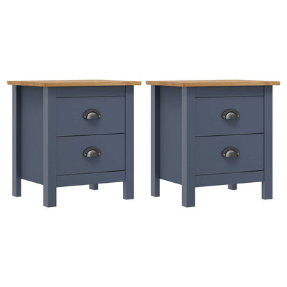 Comodini Hill Grigi 2 pz 46x35x49,5 cm in Legno di Pino
