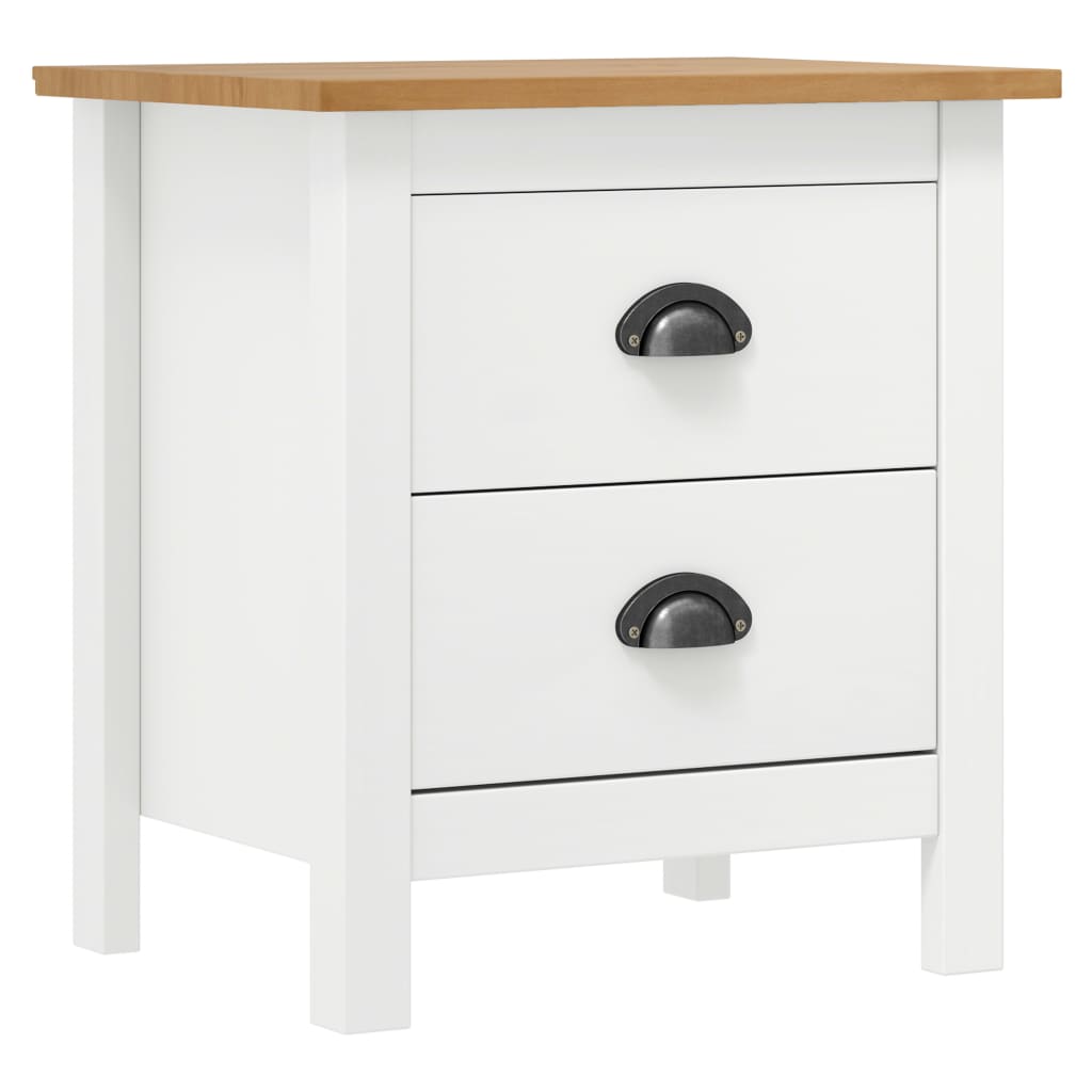 Comodini Hill Bianchi 2 pz 46x35x49,5 cm Legno Massello di Pino | homemem39