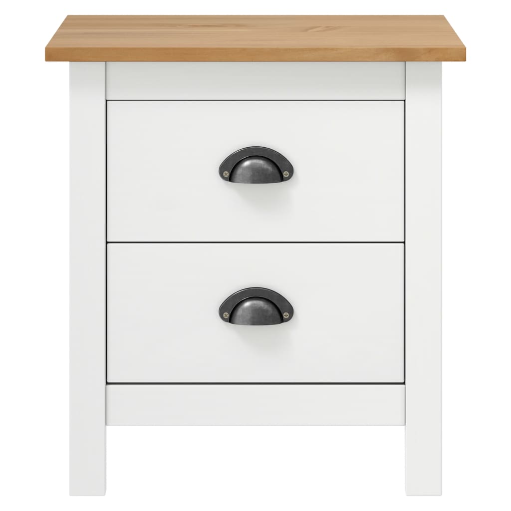 Comodini Hill Bianchi 2 pz 46x35x49,5 cm Legno Massello di Pino | homemem39
